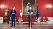 Maria Theresia (im Hintergrund, in Öl) wacht über Präsident Van der Bellen (darunter) und Sebastian Kurz. Bild: APA/Key (Wien, 7. Oktober 2019) (Bild: KEYSTONE)