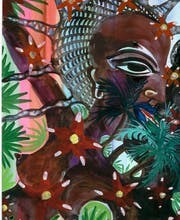 Bild aus der Werkgruppe «Soca Painting II» (Claude Sandoz, St. Lucia/West Indies, Aquarell auf Papier, 1999, Detail). (Bild: PD)