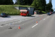 Hier wurde ein Rollerfahrer schwer verletzt: Die Unfallstelle vom Dienstagnachmittag an der Rorschacher Strasse kurz vor der Stadtgrenze zu Mörschwil. (Bild: Stadtpolizei St.Gallen - 4. Juni 2019)