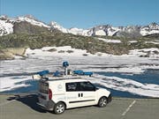 Ein iNovitas-Fahrzeug bei einer Befahrung in Leukerbad im Juni 2017. (Bild: PD)
