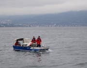 Mit einer Unterwasserkamera wird nach dem vermissten Ruderer gesucht. (Bild: Zuger Polizei)