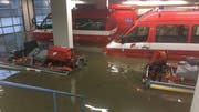 Schäden durch den hochgehenden Stadtbach im Frauenfelder Feuerwehrdepot im Juni 2018. (Bild: PD)