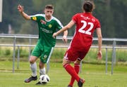 Er kommt aus der eigenen Jugendförderung und spielte am vergangenen Samstag gegen Bavois das ganze Spiel: der 18jährige Filip Degen, ein Turm in der Abwehr des SC Brühl. (Foto: PD/Kurt Frischknecht - 18. Mai 2019)