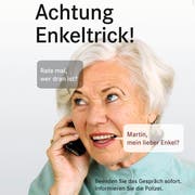 Seit dem letzten jahr warnt die Zuger Polizei so vor Enkeltrickbetrügern. (Bild: PD)