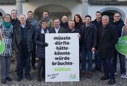 Elsi Bärlocher, Stefan Wolfer, Rolf Bartholdi, Manuel Strupler, Margrit Storrer, Marcel Knup, Max Brunner, René Ramseier, Beat Gremminger, Rahel Huber, Manuel Sturzenegger, Marcel Nater, Markus Rizzolli und Roger Schadegg. Auf dem Bild fehlt Harald Jöhr. (Bild: PD)