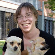 Lisa Goldinger, die neue Präsidentin des Tierschutzvereins Steckborn, mit drei Chihuahuas. (Bild: Nana do Carmo)