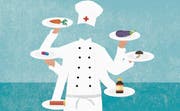 Heute ist es von Vorteil, wenn man als Koch auch Medizinmann ist und für den Service eine Psychiatrieausbildung hat. (Illustration: Patric Sandri)