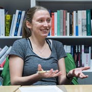 Anja Signer-Bürkler 2018 bei einem Streitgespräch über das Burkaverbot. (Bild: Ralph Ribi - 19. Januar 2018)