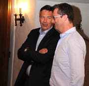 Die Nidwaldner Vertreter in Bundesbern: Ständerat Hans Wicki (links) und Nationalrat Peter Keller. (Bild: Markus von Rotz (Stans, 17. Juni 2017))