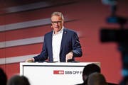 SBB-Chef Andreas Meyer während der gestrigen Bilanzmedienkonferenz in Bern. (Bild: Peter Klaunzer/Keystone)