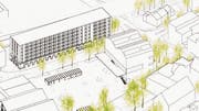Teil des Siegerprojekts «All day long» des städtebaulichen Ideenwettbewerbs vom November 2016: ein möglicher Neubau für das Historische Museum Thurgau auf der Ostseite des Oberen Mätteli. (Bild: PD/Park Architekten, Zürich)