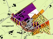 Der geplante Gewerbebau käme am rechten Ende des Gebiets Geren zu stehen (rechts oben, vollflächig violett). (Bild: Geoportal)