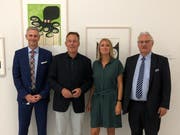 Roman Fust (Geschäftsführer Würth Finance) begrüsste den Vizepräsidenten Thomas Oppermann mit Barbara Rohner, Leiterin des Forum Würth und Stadtpräsident Thomas Müller. (Bild: PD)