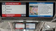 Auf Bildschirmen in VBSG-Bussen ist bei Haltestellen die Ortschaft nicht angegeben. Das gibt Abzug. (Bild: Michel Canonica/5. Juni 2014)