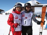 Im Ziel mit Startnummer 1 und 2: Josef Hess (rechts) und Donghua Li. (Bilder: Sepp Odermatt, Engelberg, 23. März 2019)