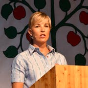 Diana Gutjahr sprach vor ihrer Heimatgemeinde. (Bild: Manuel Nagel)