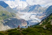 Im 17. Jahrhundert noch eine Bedrohung, heute ein schwindender Segen: Der Aletschgletscher hat in den vergangenen Jahrzehnten klimabedingt viel von seiner imposanten Grösse eingebüsst. (Anthony Anex/Keystone, Bettmeralp, 7. Juli 2018)