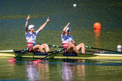 Das Schweizer Duo Roman Rössli und Barnabé Delarze holte sich am Sonntagnachmittag Silber. Für Gold hat's nur ganz knapp nicht gereicht. (Bild: Roger Grütter, 2. Juni 2019)