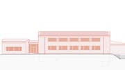 In der Visualisierung ist rechts der Halle der neue Eingangsbereich und der Anbau zu sehen. Bild PD/Büchel Neubig