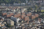 Die roten Ziegelbauten des Vonwilparks im St.Otmar-Quartier. (Bild: Umberto W. Ferrari - 22. September 2007)