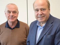 Heinrich Strehler und Christoph Müller vom RVF Frauenfeld, letzterer präsidiert den Rennverein seit 1998. (Bild: Samuel Koch)