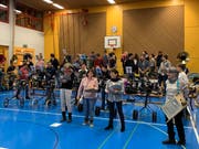 Die Möttelisounders bei einer Probe in der Mehrzweckhalle Untereggen. (Bild: Ramona Riedener)
