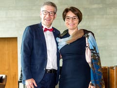 Der Direktor des Verkehrshaus der Schweiz, Martin Bütikofer, mit seiner Frau Katharina. (Bild: Philipp Schmidli, 28. September 2018)