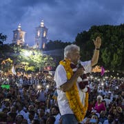 Mexikos ungleiche Modernisierung könnte Linkspolitiker Andrés Manuel López Obrador, hier bei einer Wahlkampfveranstaltung in Chilpancingo, den Weg zur Präsidentschaft ebnen. (Yael Martinez/Bloomberg, 7. Juni 2018)