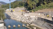 Grossbaustelle am Ausfluss des Wichelsees. (Bild: Markus von Rotz, Alpnach, 13. Oktober 2019)