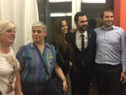Im vergangenen April traf Monika Diethelm-Knoepfel in Lausanne einige Katalanen sowie Parlamentspräsident Roger Torrent (z.v.r).