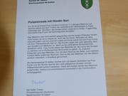 Das Schreiben der Kantonspolizei weist auf den Einsatz hin.