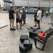 Die Flimcrew auf dem Plätzchen auf der Verzweigung Brühl-, Kugel- und Spitalgasse. (Bild: Raphael Rohner)
