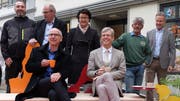 Schlosser Reto Wenger, Christian Wälchli (IG Fit), Urs Schönholzer (Gewerbeverein), Elisabeth Steiner (IG Fit), Pascal Wirth (IG Vorstadt), Stadtpräsident Anders Stokholm, Walter «Holzwurm» Zimmermann und Stadtentwickler Heinz Egli in der «guten Stube der Stadt». (Bild: Stefan Hilzinger)