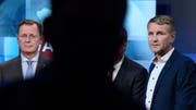 Ministerpräsident Bodo Ramelow (Die Linke) und AfD-Chef Björn Höcke. (Bild: Jens Schlüter/EPA)