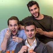 Auf Platz 25: Die drei Yamo-Gründer Tobias Gunzenhauser, José Amado-Blanco und Luca Michas. (Bild: Nadia Schärli, Zug, 5. Dezember 2016)