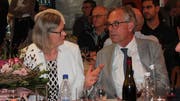 In Gespräch: Bärbel Lutz, Ehepartnerin von Museumskurator Gottlob Lutz und Michael Georgii, bisheriger Besitzer der Museumsgebäudes im Sorntal.