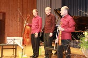 Die drei Musiker des Feininger Trios: David Riniker (Violoncello), Adrian Oetiker (Klavier), Christoph Streuli (Violine), von links. (Bild: Peter Küpfer)
