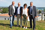 Die Stadträte Ernst Zülle, Thomas Beringer, Dorena Raggenbass sowie Stadtpräsident Thomas Niederberger ziehen als Team in den Wahlkampf. (Bild: Urs Brüschweiler)