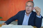 Recycling-Unternehmer Christoph Solenthaler ist Präsident des Hauseigentümer-Verbandes (HEV) der Stadt St.Gallen. Der HEV lehnt die Erhöhung von Steuern und Abgaben zum Stopfen von Löchern in der Stadtkasse dezidiert ab. (Bild: Ralph Ribi - 30. April 2014)