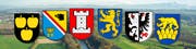Die Wappen der sechs Mittelthurgauer Gemeinden mit neuem Präsidium: Affeltrangen, Amlikon-Bissegg, Berg, Bürglen, Märstetten und Schönholzerswilen. (Bildmontage: Mario Testa)