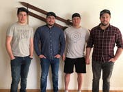 Die vier Toggenburger Pascal Schönenberger, Thomas Wild, Simon Baumann und Björn Schönenberger (von links) werden an der Ski-WM in Are als Helfer im Einsatz stehen.