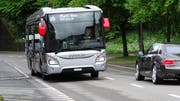 Der Matt-Bus unterwegs durch Hergiswil. (Bild: Noa Portmann (Hergiswil, 15. Mai 2018))