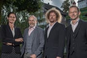 Die vier Nationalratskandidaten, die am Podium unserer Zeitung teilgenommen haben (von links): Monika Rüegger (SVP), Marco De Col (FDP), Luke Gasser (Parteilos) und Peter Krummenacher (Überparteilich/CVP). (Bilder: Pius Amrein, Sarnen, 23. September 2019)