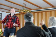 Komparse Lorenz Killer aus Gelterkinden am Casting für eine Sprechrolle bei Produktionsleiter Tom Volkers und Regisseur Jean Grädel. (Bild: Philipp Unterschütz (Engelberg: 19. Januar 2019))