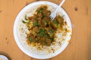 Lammcurry mit Reis.