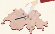Schmiedrued, Stans, Dallenwil, Wolfenschiessen, Lohn, Calanca und Frauenfeld: sechs ungewöhnliche Wahlorte in der Schweiz. (Illustration: Rosina Mayer)