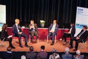 Bundesrat Ignazio Cassis beim Podium mit Politikern der FDP Thurgau. (Bild: PD)