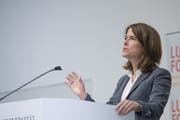 Petra Gössi an einer Podiumsveranstaltung in Luzern. (Bild: Pius Amrein, 10. Mai 2017)