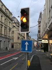 Diese Ampel beim Luzernerhof blinkte orange. (Bild: Osamu Kudo)