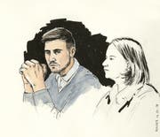 Thomas N. (links) und seine Verteidigerin Renate Senn während der Verkündigung des Urteils am 16. März 2018 im Bezirkgerichts Lenzburg. (Bild: Sibylle Heusser/Keystone)